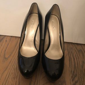 Aldo Closed-Toe Black Patent Pumps